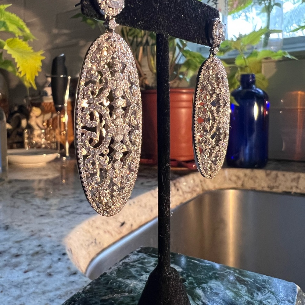 Unique Vintage Silver Statement Earrings - image 3